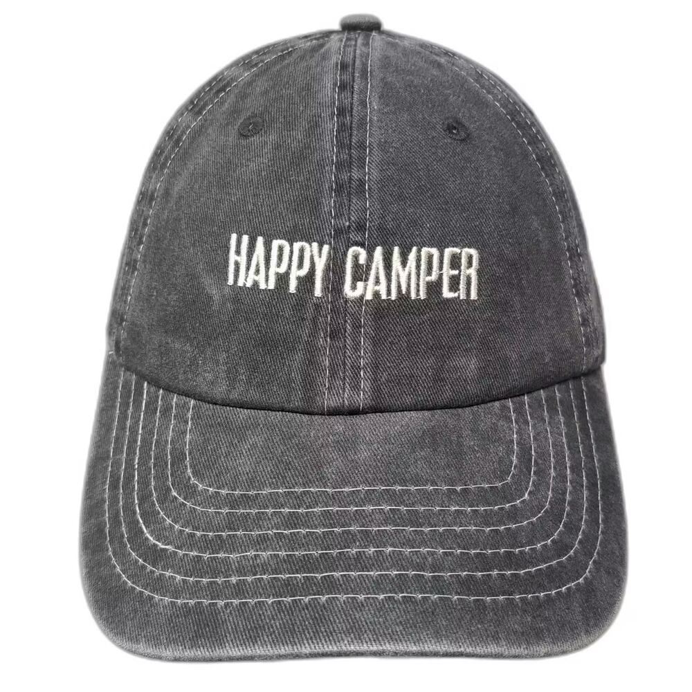 Primitives By Kathy Baseball Cap Black Gray OS Happy Camper Adjustable Hat